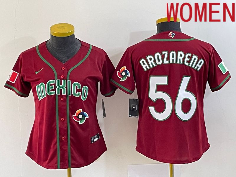 Women 2023 World Cub Mexico 56 Arozarena Red Nike MLB Jersey13